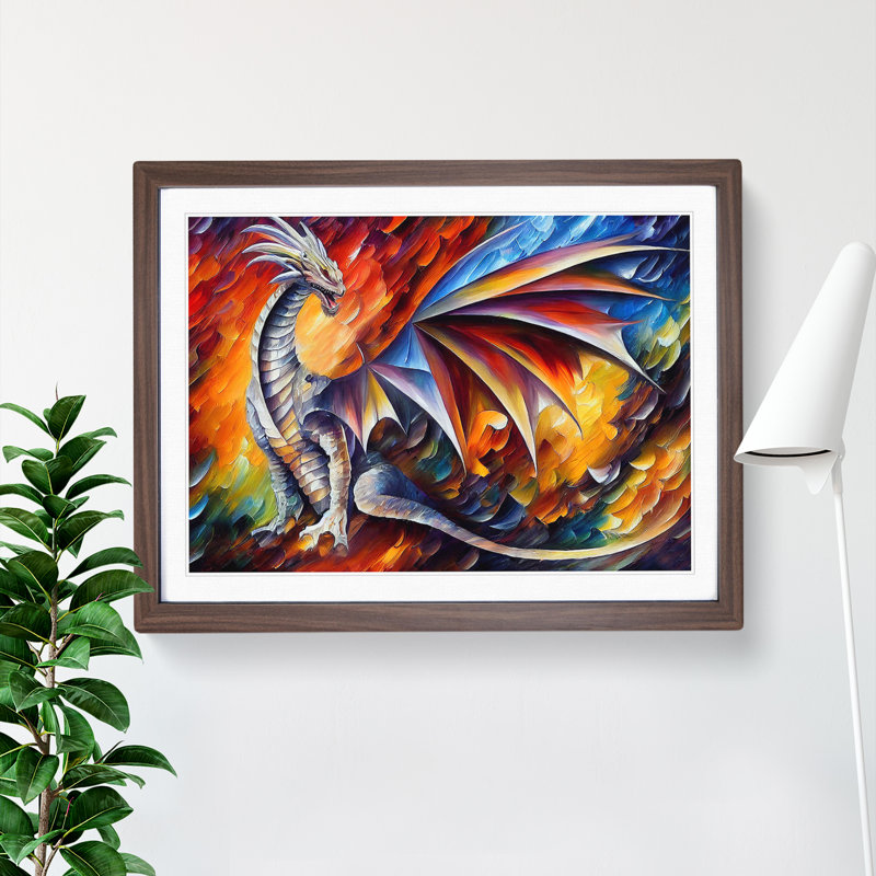 XH1022-2771X Dragon Art Vol.1 - Single Picture Frame Print, Walnut Framed, 25cm H x 34cm W x 2cm D