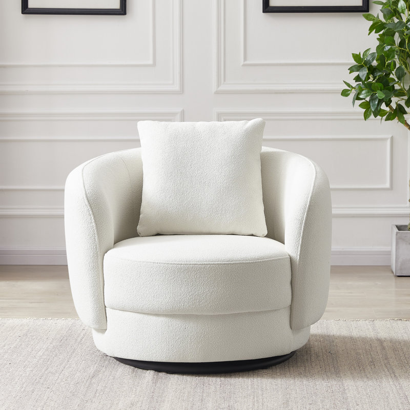 Fauteuil demi-tonneau l 34 po Aziel, Beige Boucle