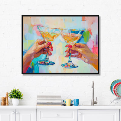 Martini Cocktail Drink Friends I - liquor, art mural