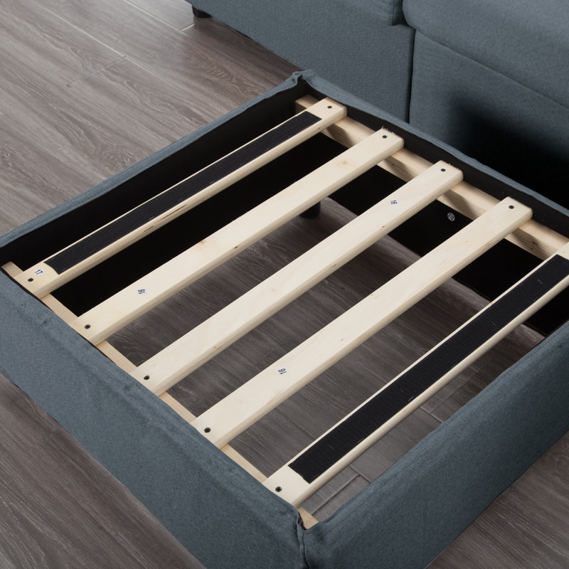 Canapé modulaire avec repose-pieds de 93,7 po avec 2 accoudoirs avec accoudoirs Ebern Designs, Bleu