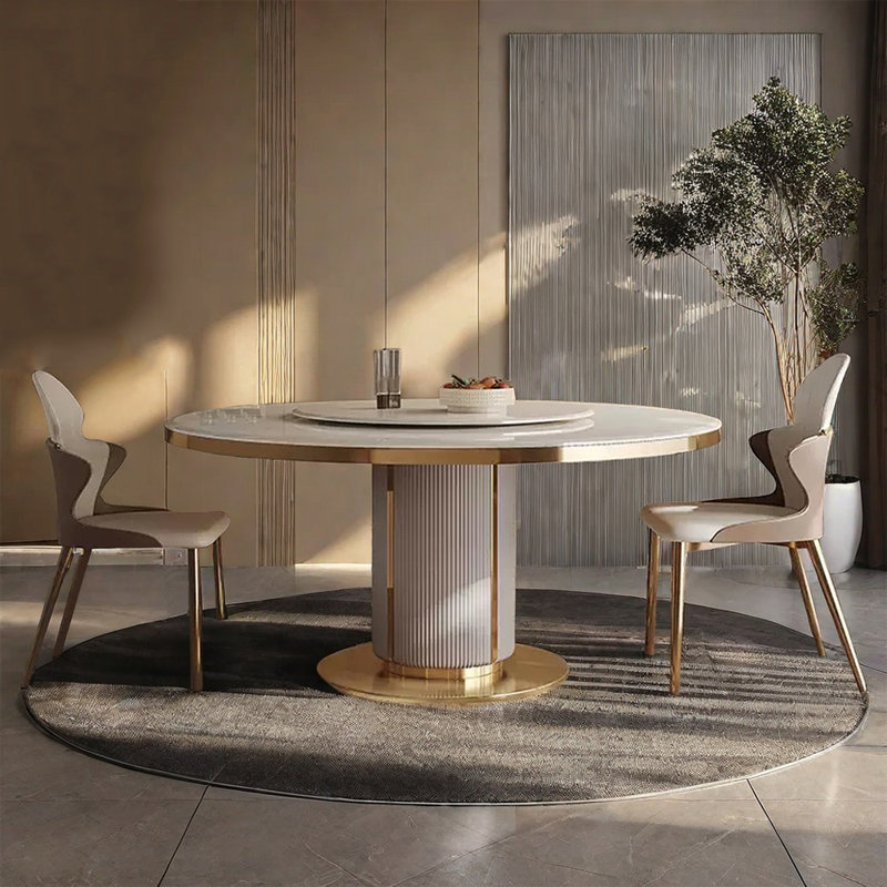 Table de salle à manger ronde légère et luxueuse, H 29,52 po x L 47,24 po x l 47,24 po