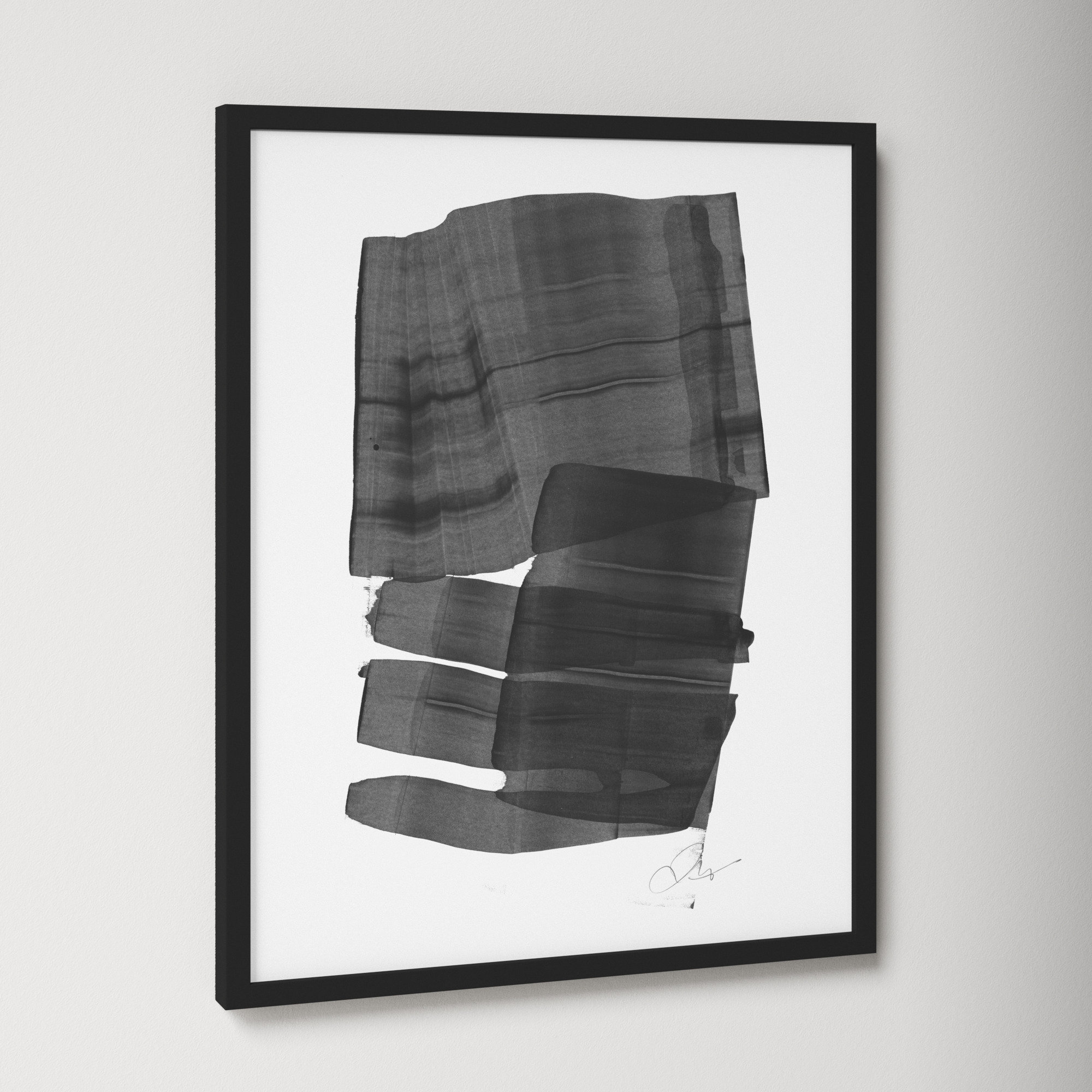 Brushstroke 5 by Jacques Pilon, 25" H x 20" W x 1.25" D, Black