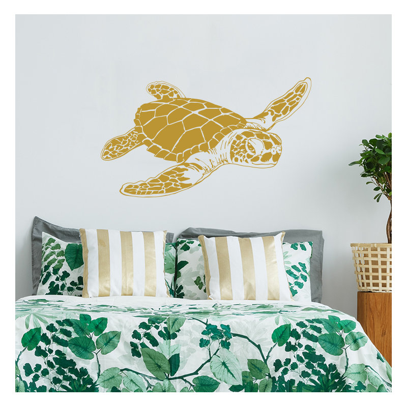 Décalcomanie murale tortue de mer, Or