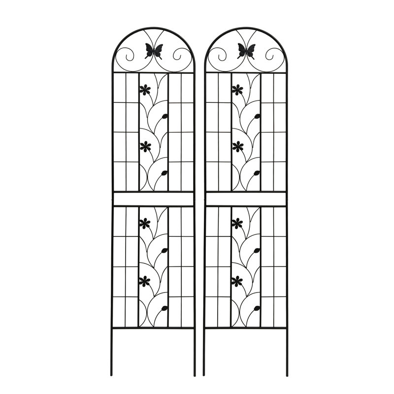 Ensemble de 2 treillis de jardin en métal antirouille de 19,7 po pour plantes grimpantes support de fleurs extérieur noir