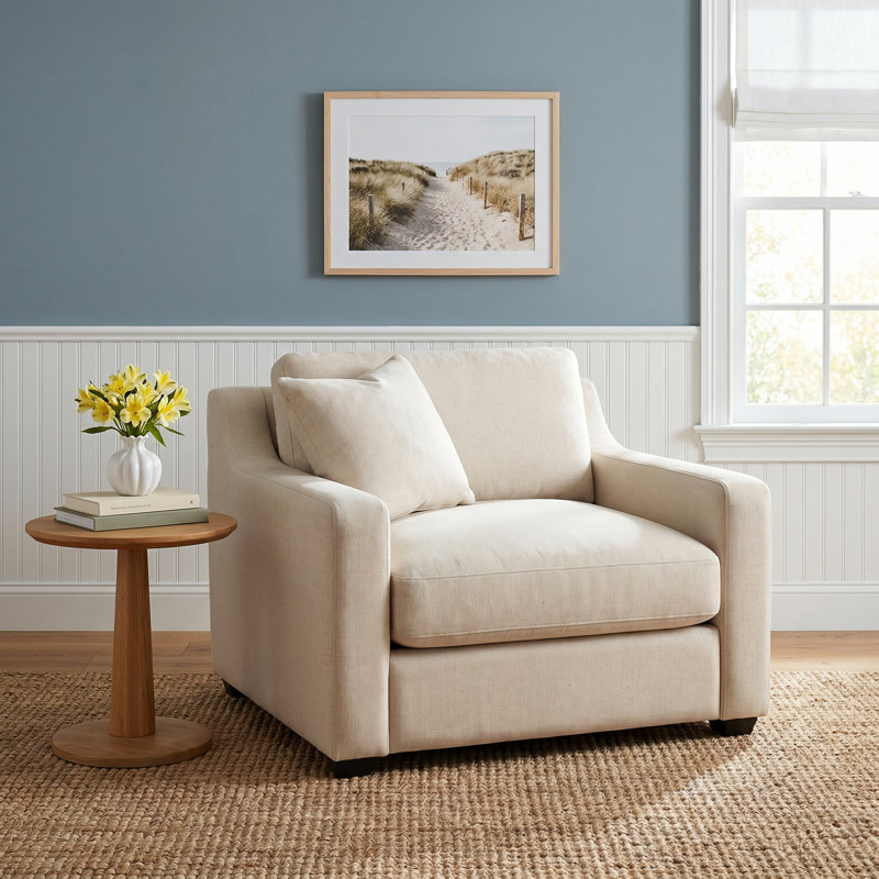 Rhodes Upholstered Chair And A Half, Davis Pearl Performance Bouclé