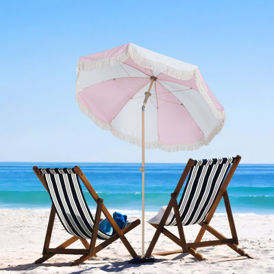 Srinidhi 7 ft Patio Umbrella with Fringe Outdoor Tassel Umbrella