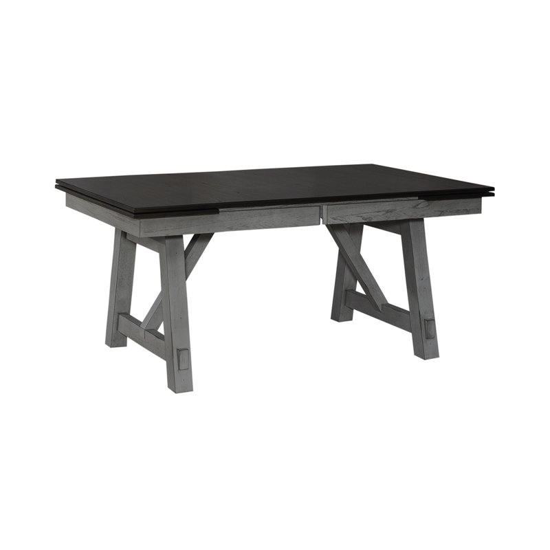 Table de salle à manger à tréteaux extensible Ashby avec deux rallonges de 14 po