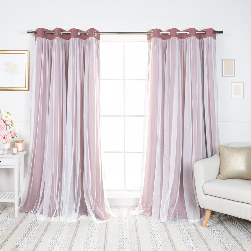 Paire de rideaux obscurcissant avec œillets Fortuna Brockham, Mauve, L 52 po x L 108 po