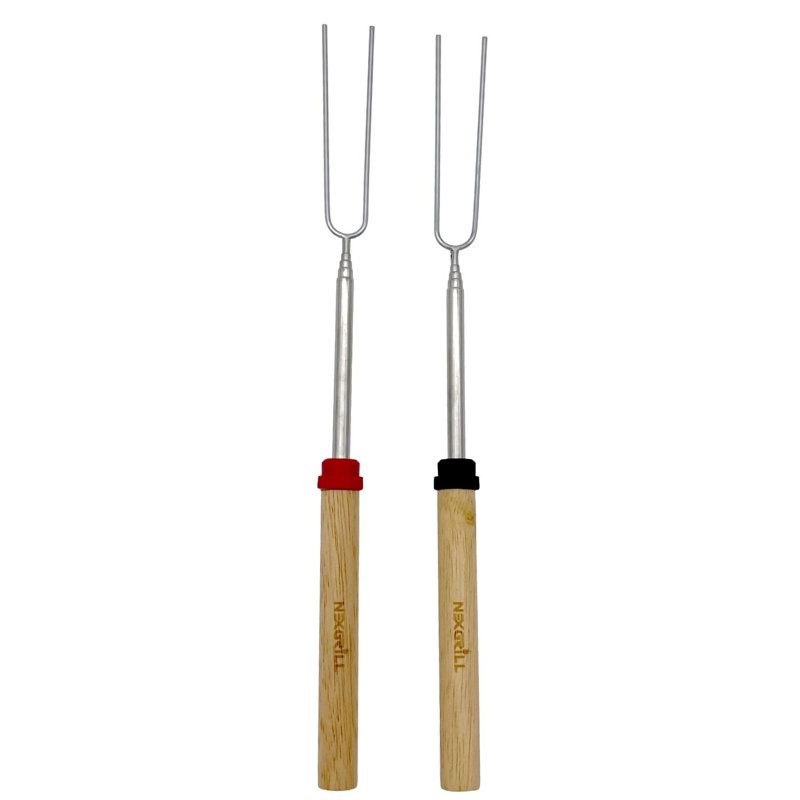 Bâton de four à rôtir extensible Nexgrill, paquet de 2 bâtonnets à rôtir de 32 po, accessoire de cuisson et de cuisson à double fourchette pour les barbecues, les fêtes d'avant-match, le camping, la cuisine en plein air, 430-0023G