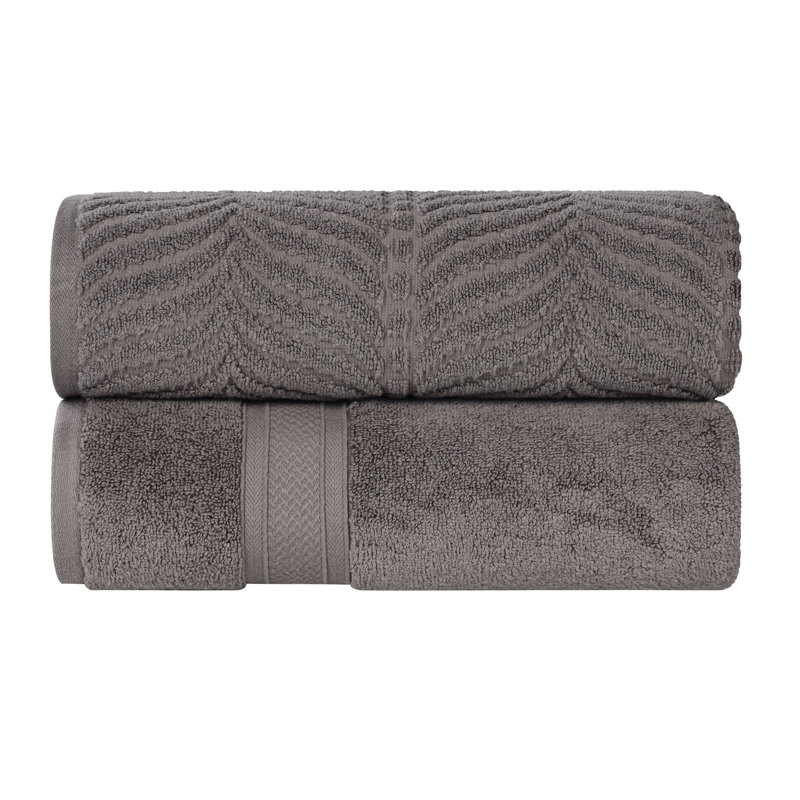 Drap de bain en coton uni et jacquard Telemanus, Charcoal