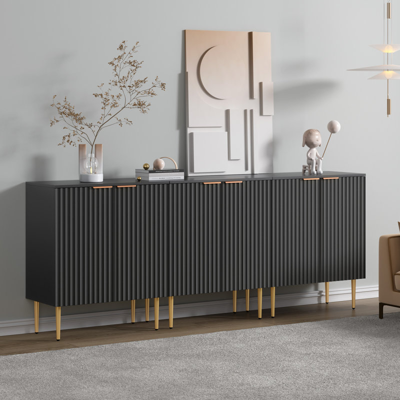 Buffet Rishaw avec 2 portes et tablettes réglables, Noir