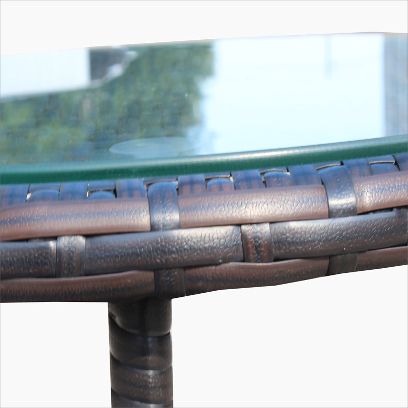 Outdoor Patio Furniture 1 Round Coffee Table With Clear Tempered Glass