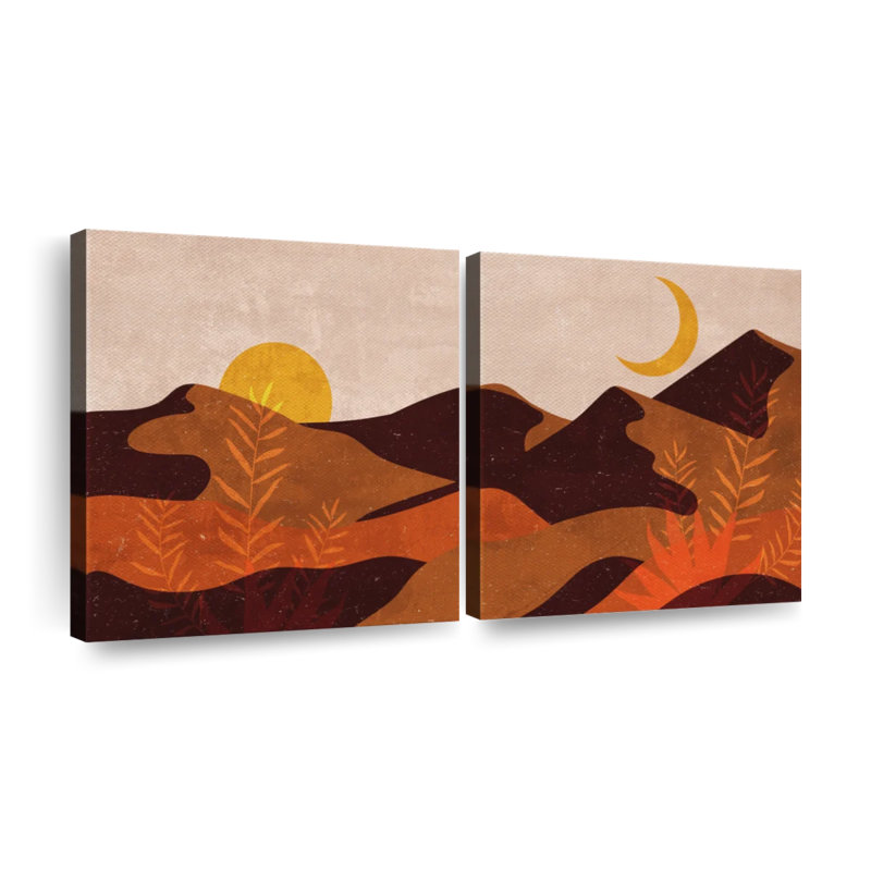 «Boho Sunset Landscape I», reproduction sur toile, H 28 po x l 57 po x P 1,25 po