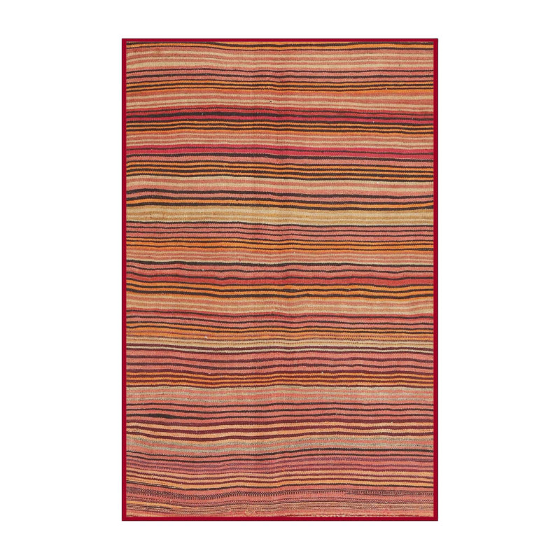 Tapis orange/rouge/noir contemporain, Rectangle 7 pi x 9 pi