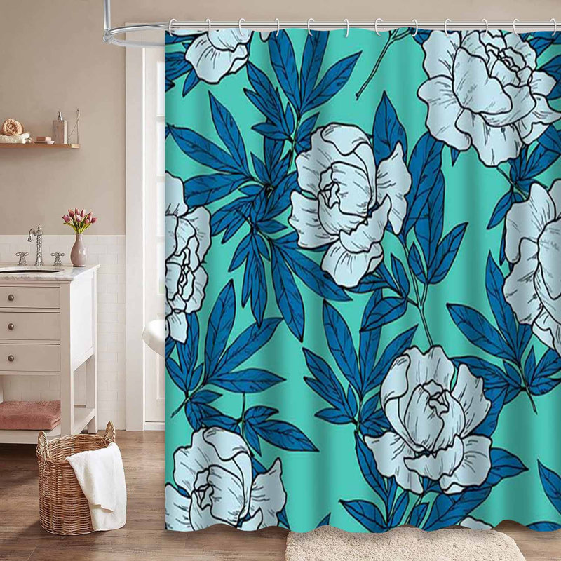 Rideau de douche à 12 crochets Turquoise, L 72 po x l 78 po