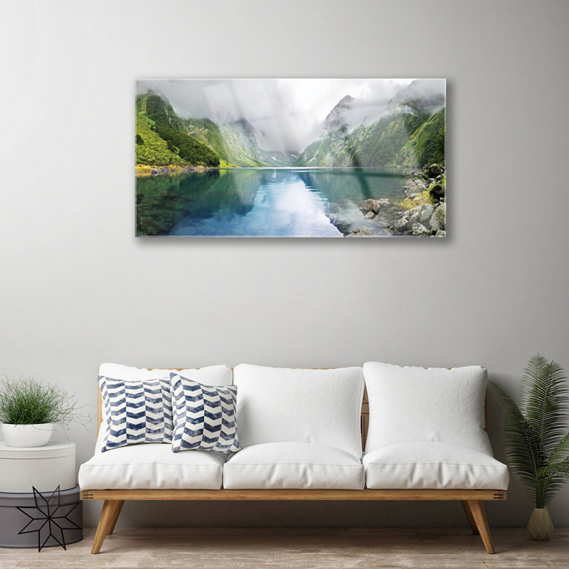 Landscape Mountain Lake - No Frame Print on Glass