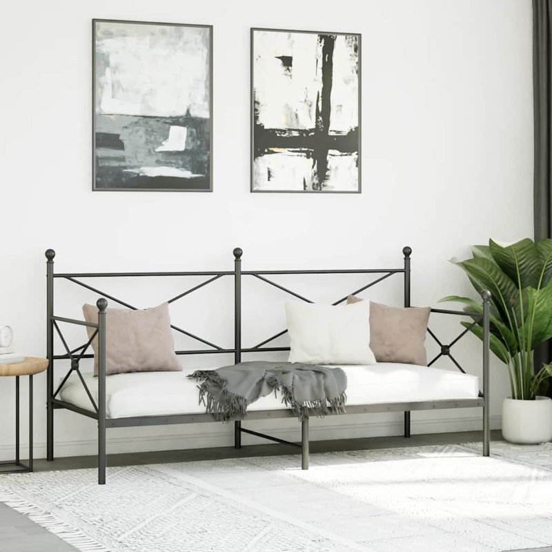 Day Bed Without Mattress Steel, Black, 96 x 208cm, None