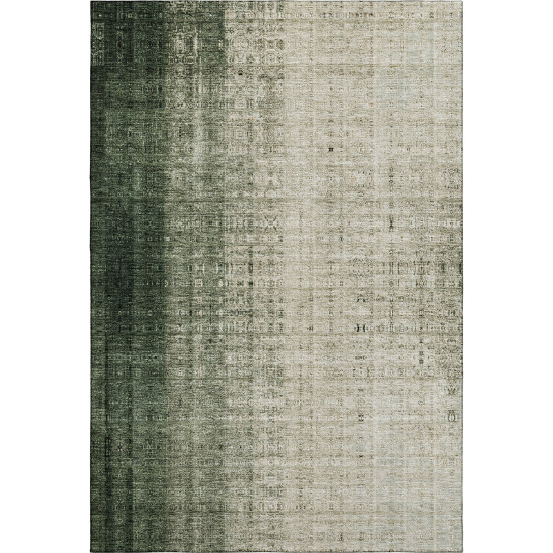 Premium Machine Washable Mayfield AMF2240 Striped Rug, Aloe, 2'6" x 3'10"