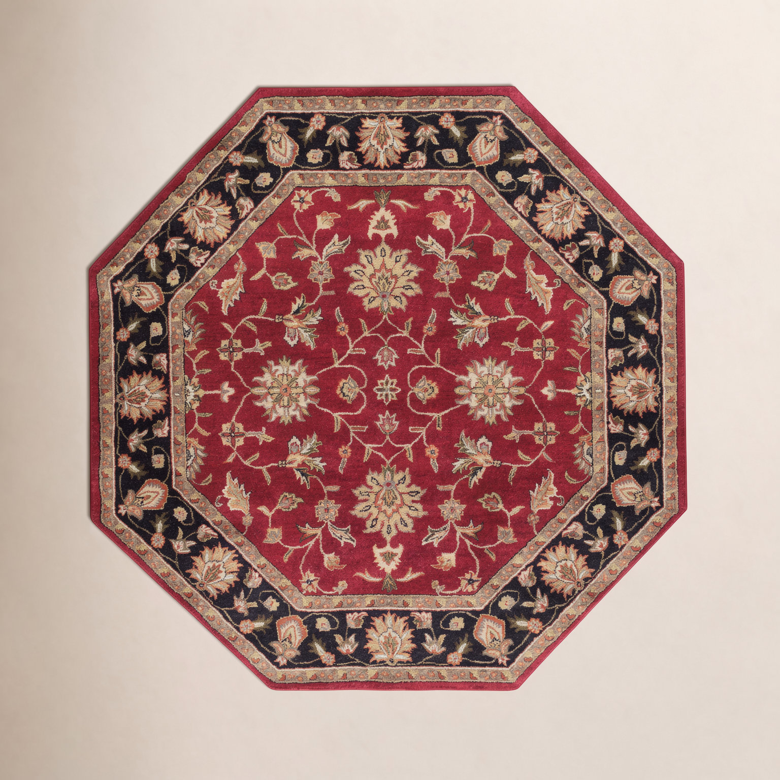 Byler Garnet Hand-Tufted Wool Oriental Rug, Octagon 8'