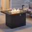 Bukovec 43" Aluminum Propane Fire Pit Table, 60,000 BTU Rectangular Outdoor Fire Table with Glass Wind Guard, Lid, Cover & NG Conversion Orifice