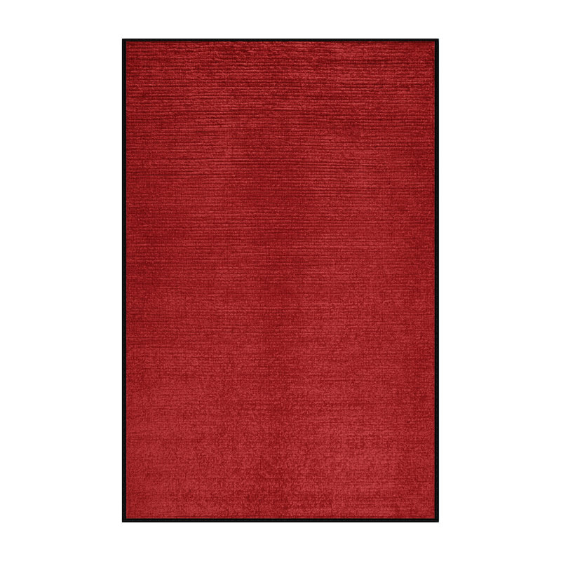 Machine Washable Solid Red Area Rug, Rectangle 4' x 6'
