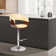 Allin Swivel Adjustable Height Bar Stool with Open Back in Faux Leather, Walnut Wood and Chrome