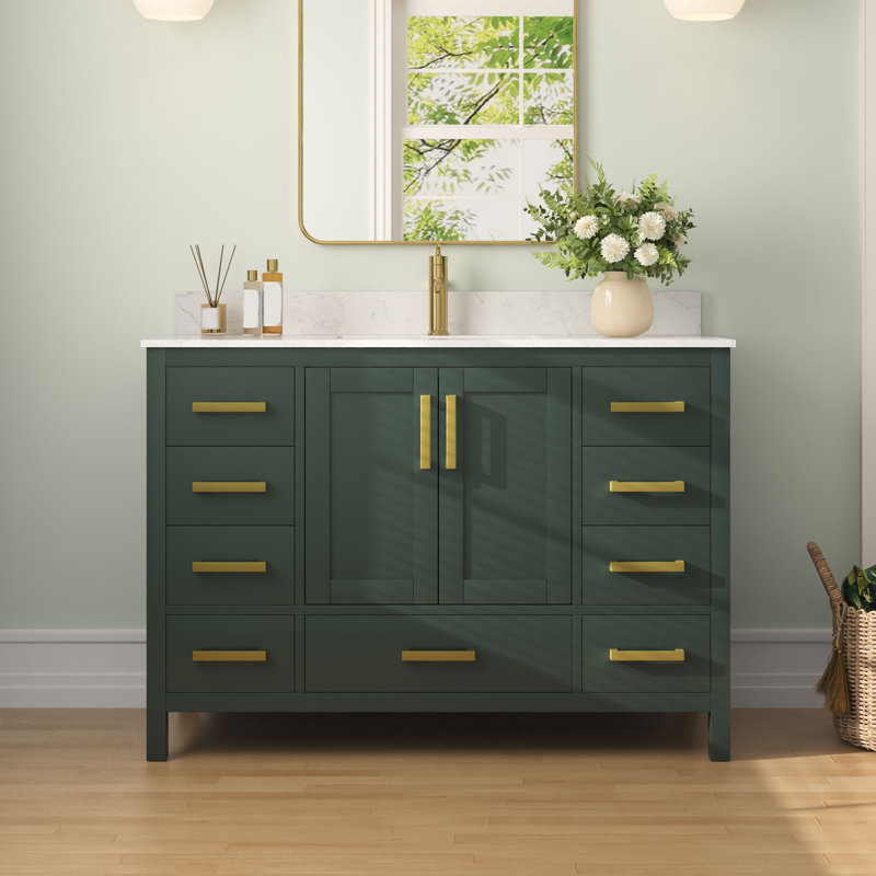 Monolith 48'' Fully Assembled Single Bathroom Vanity with Backsplash, Single-Hole, Vintage Green