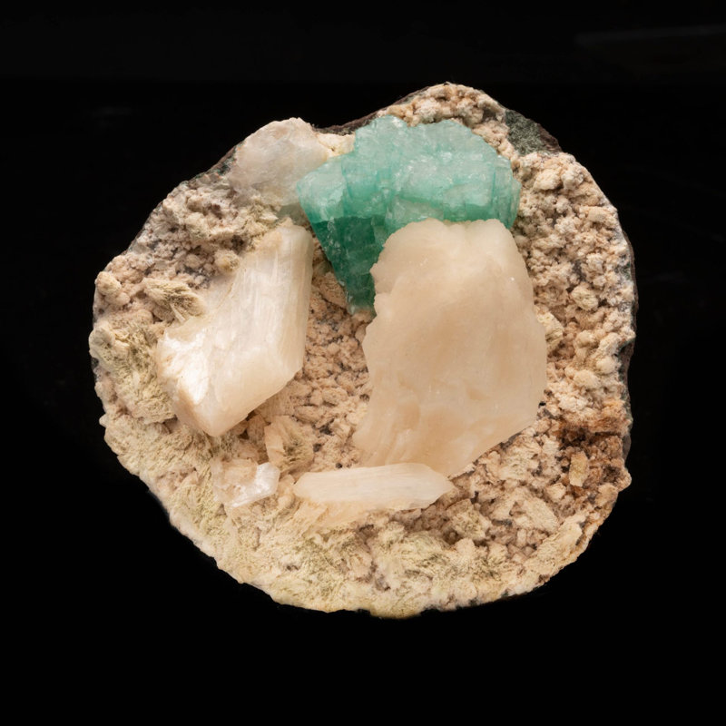 Vert apophyllite et stilbite sur dolomite