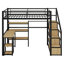 Lit mezzanine avec escalier, bureau intégré et tablettes