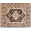 Tapis gris anthracite et vert en laine noué à la main Oushak - motif à médaillon traditionnel avec bordure ivoire, tapis de style oriental rétro-2125454596
