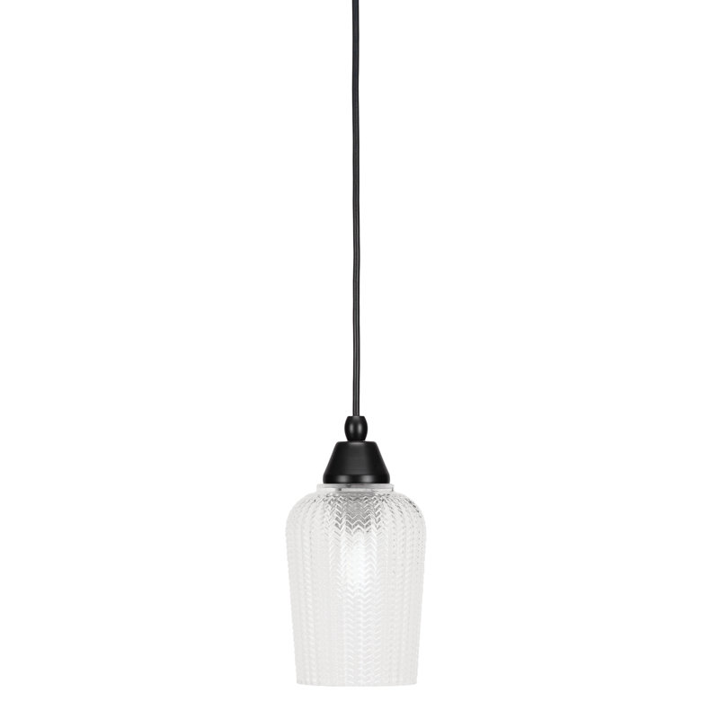 Mini-luminaire suspendu tout verre avec verre texturé de 5 po, Transparent, Transparent, Chrome
