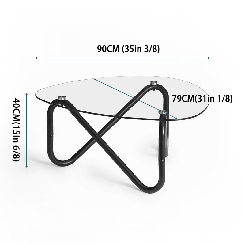 Maelana Abstract Coffee Table Triangular Glass Top