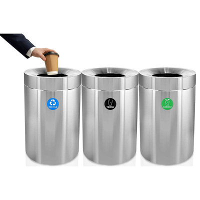 Bac à compost 50 gallons en acier inoxydable, poubelle de recyclage et poubelle