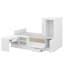 Lit plateforme double en bois avec 6 tiroirs, étagères, bureau et garde-robe-886825637