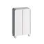 Armoire de salle de bain autoportante H 44,02 po avec tablettes et tiroirs blanc et porte en verre, moderne