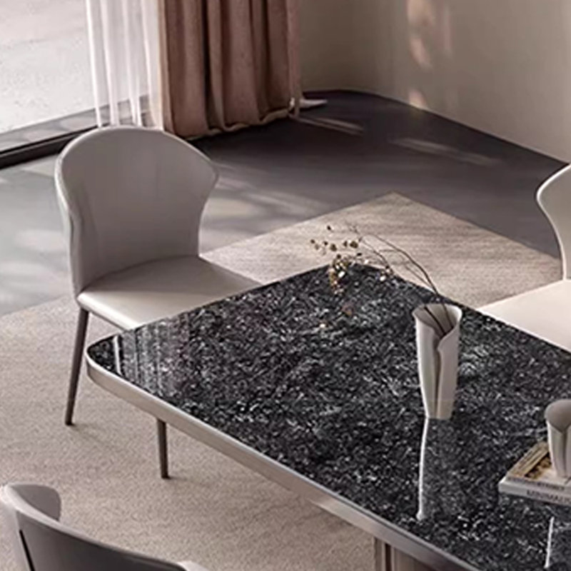 Table de salle à manger rectangulaire légère de luxe moderne, Noir/gris, 29,5 po x L 55,1 po x l 31,4 po