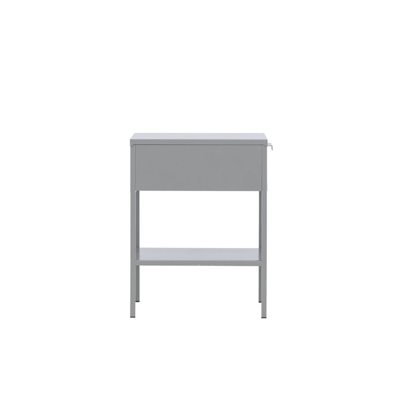 Bethony 40cm W Steel Bedside Table, Grey
