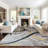 Contemporary Distressed Abstract Lines Non Slip Area Rug-57279885