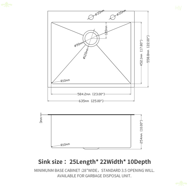 Évier de cuisine encastré 25 po x 22 po à cuve simple en acier inoxydable de calibre 16 profond Topmount, Noir mat