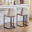 Ensemble de 2 tabourets de bar rembourrés modernes avec dossier capitonné, chaise à hauteur de comptoir avec structure en métal robuste, siège rembourré confortable pour la cuisine, le bar ou la salle à manger-1136593723