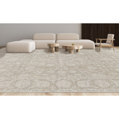 Tapis gris clair noué à la main de haute qualité