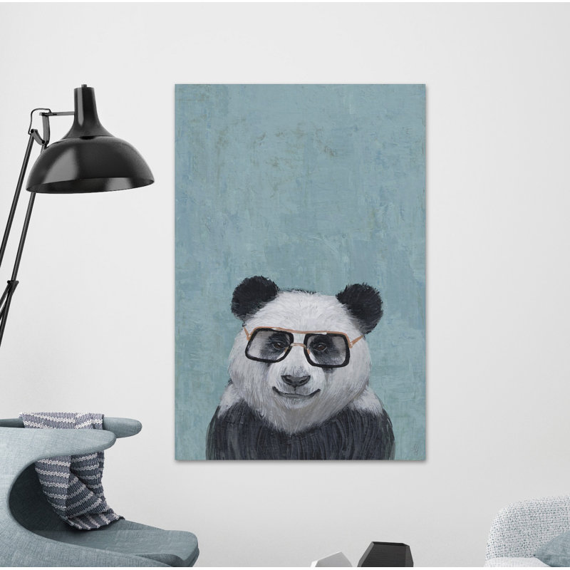 Studious Panda - Wrapped Canvas Painting, 114cm H x 76cm W