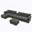Canapé modulaire en U de 154 pouces avec repose-pieds en forme de U avec repose-pieds, conception modulaire pour le salon, ensemble de canapés à siège profond en velours côtelé 6 places avec console centrale et port USB, gris-1140864956