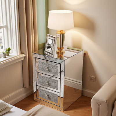 Table de chevet avec miroir 3 tiroirs