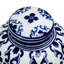 Pot décoratif 7,5 po en porcelaine bleue et blanche, vase à couvercle décoratif avec motifs floraux pour manteau de cheminée, dessus de table, fleurs ou centre de table 