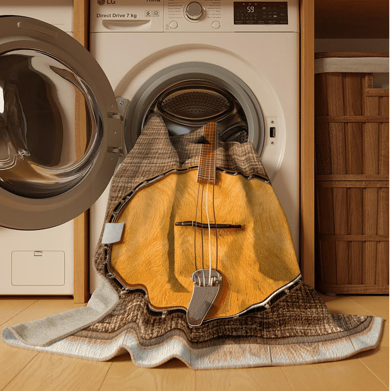 Washable Banjo Music Area Rug, Rectangle 8' x 10'