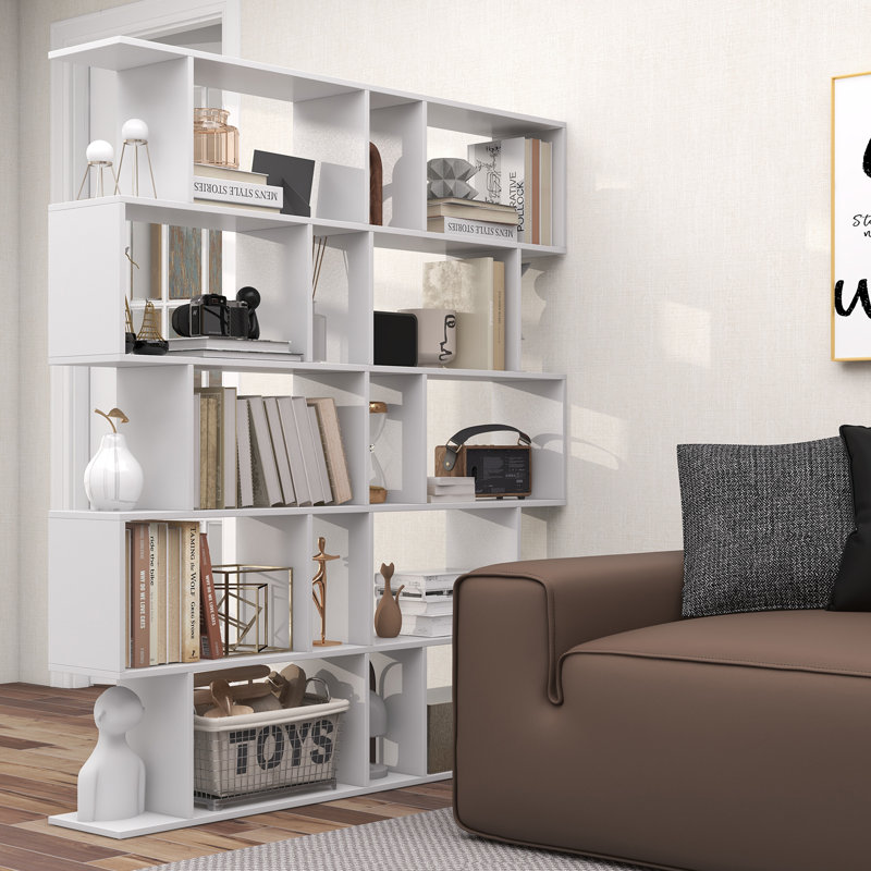 Rufio Geometric Bookcase, White