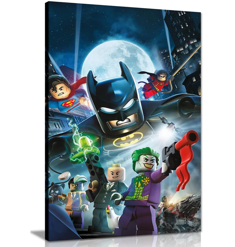 Lego Batman Superman Robin And Villains Kids - Wrapped Canvas Print, 31cm H x 20cm W