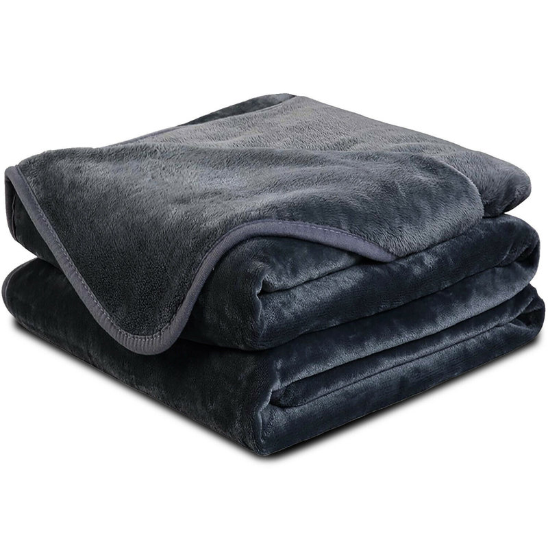 Couverture simple en microfibre tissée grise