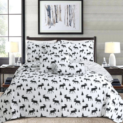 Summerfield Black Microfiber Reversible Quilt Set